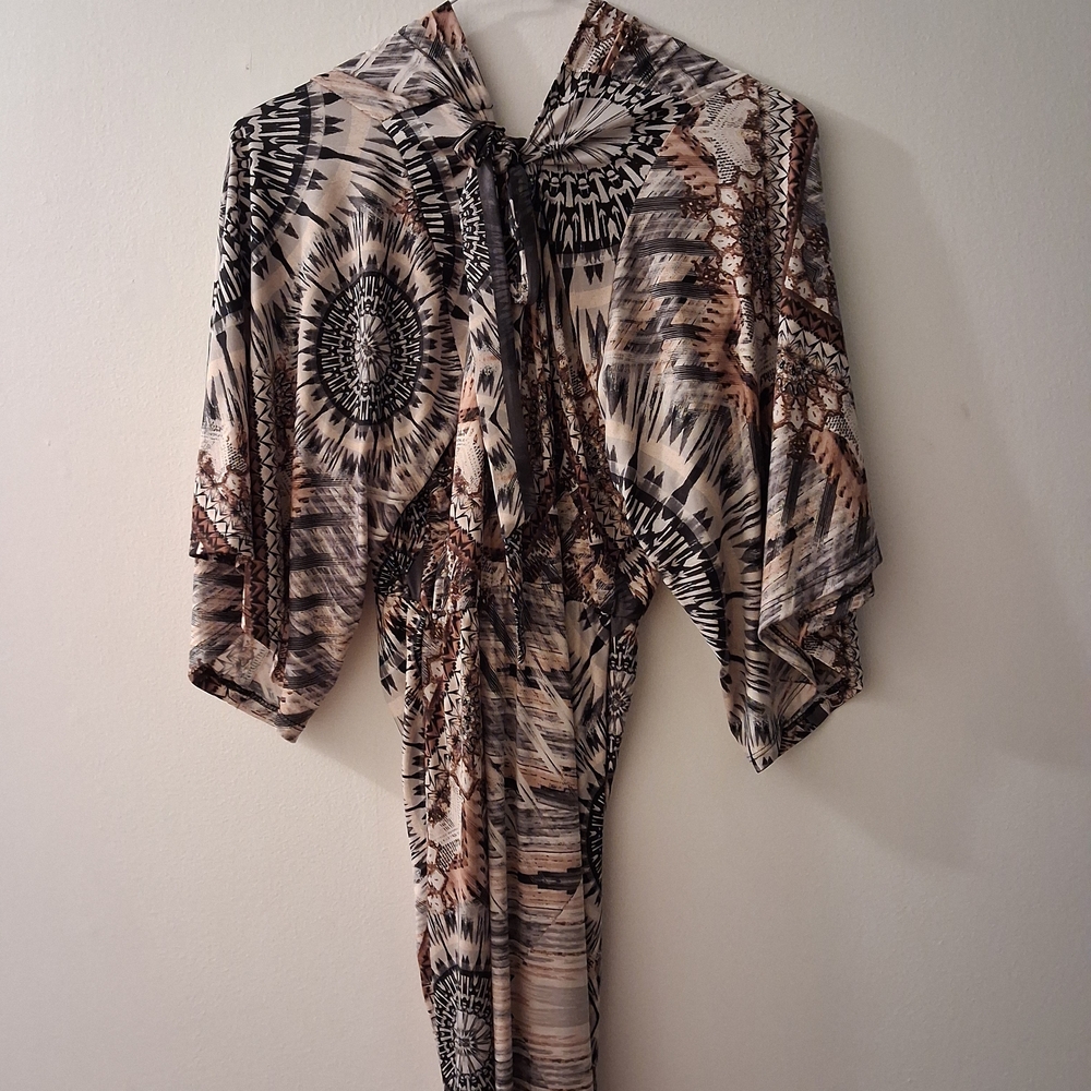 Bohemian Print Maxi Dress in Neutral Tones - Picture 3 of 4